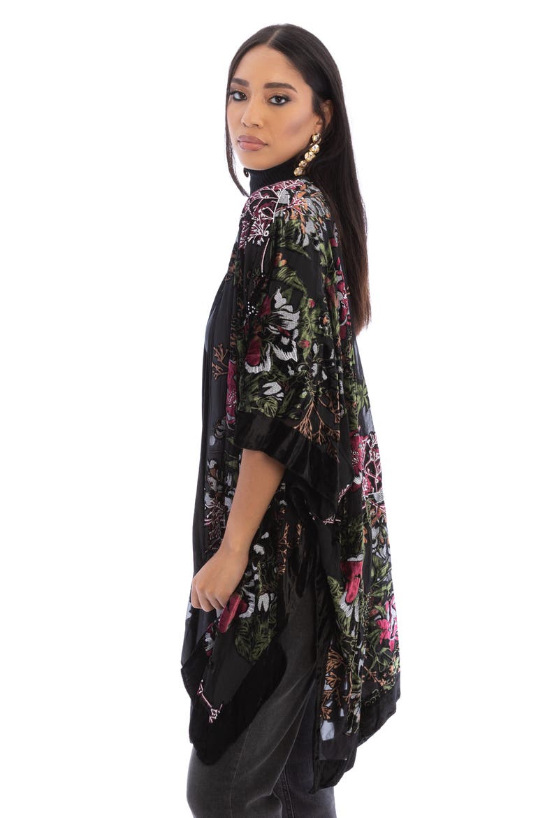 Ione Velvet Burnout Ruana, Alternate, color, BLACK