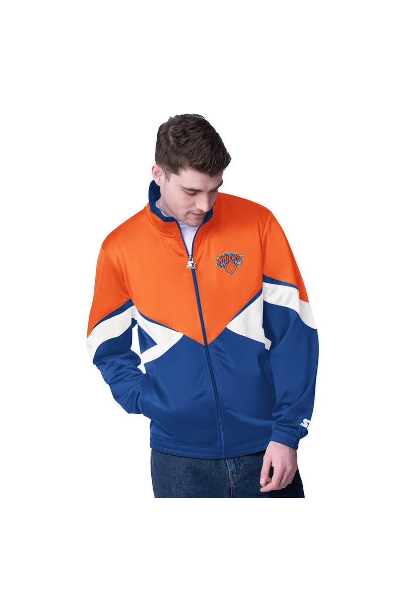 STARTER Men's Starter Orange/Blue New York Knicks Rush Applique Full-Zip Track Jacket, Main, color, Orange