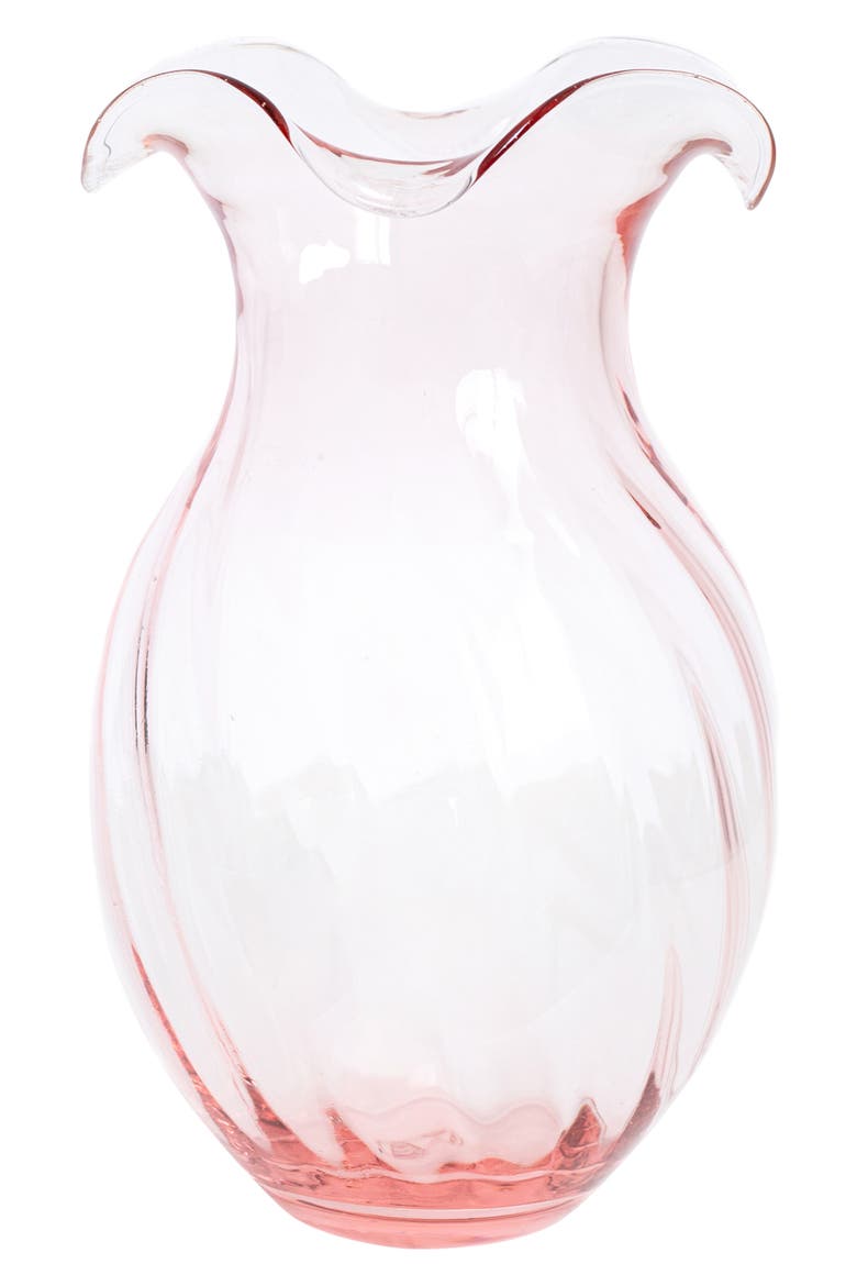 Hibiscus Fluted Glass Vase, Main, color, PINK