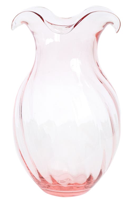 Vietri Hibiscus Fluted Glass Vase In Pink