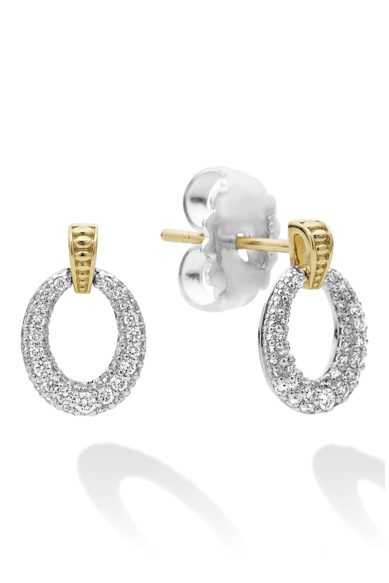 Caviar Luxe Diamond Pavé Frontal Hoop Earrings, Main, color, GOLD