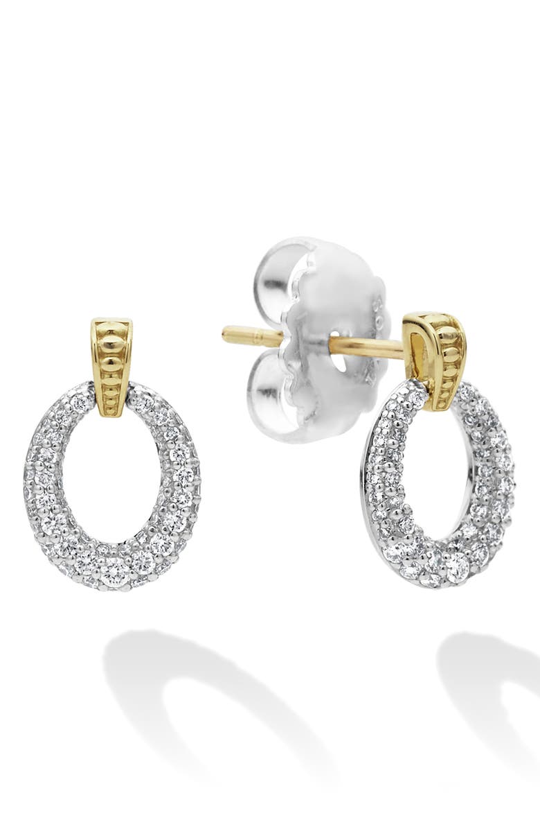 LAGOS Caviar Luxe Diamond Pavé Frontal Hoop Earrings, Main, color, 