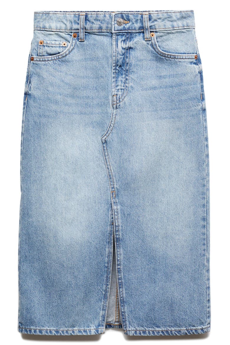 Denim Midi Skirt, Alternate, color, MEDIUM BLUE