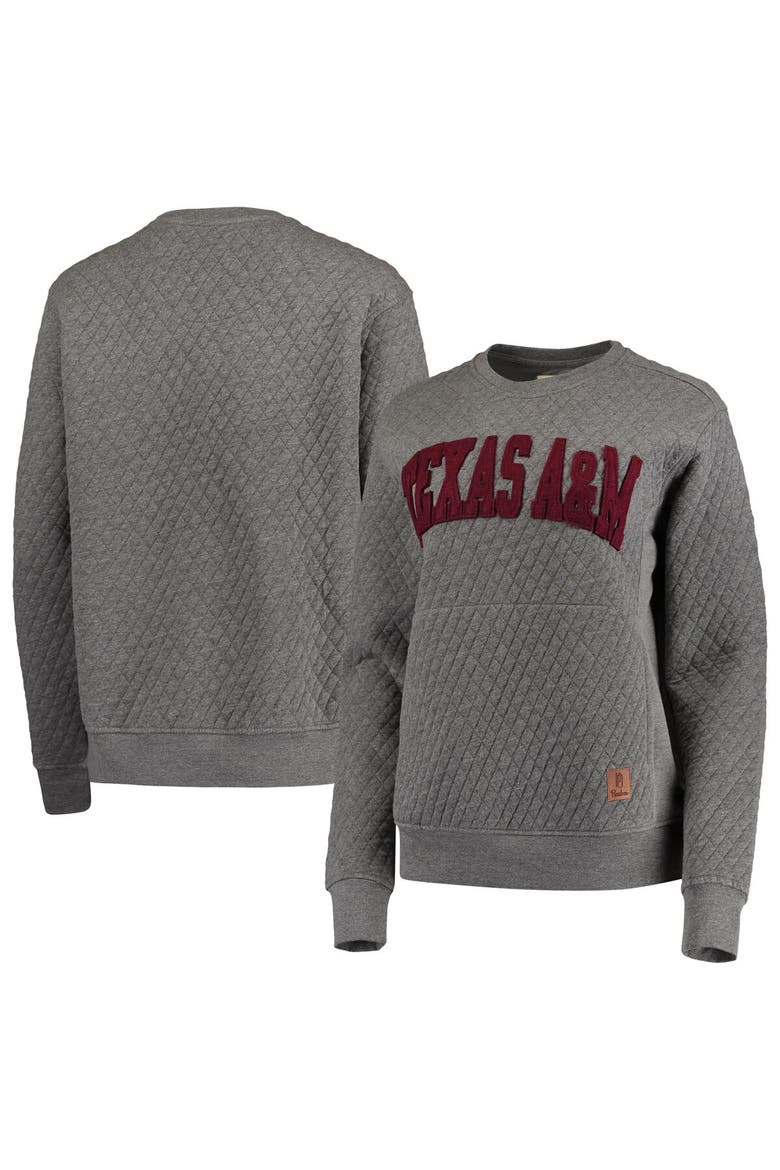 Women's Pressbox Heather Charcoal Texas A&M Aggies Moose Quilted Pullover Sweatshirt, Main, color, Heather Gray