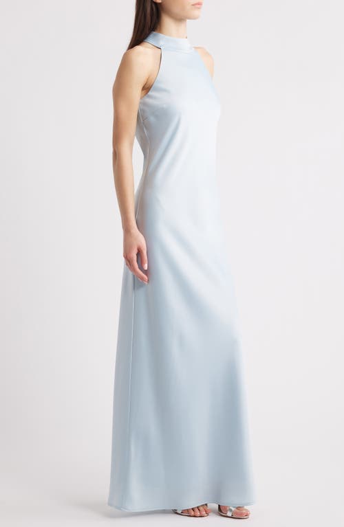 Shop Wayf Violetta Matte Satin Gown In Baby Blue