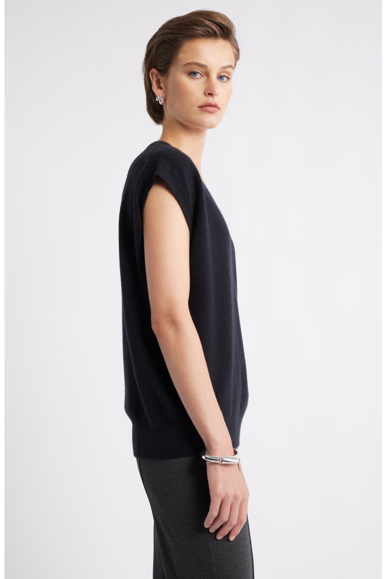Cashmere V-Neck Sweater Vest, Alternate, color, BLACK ROCK
