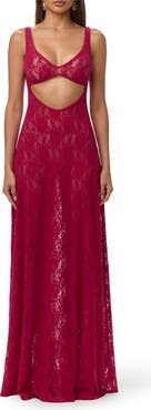 Naked Wardrobe Lace Cutout Maxi Dress