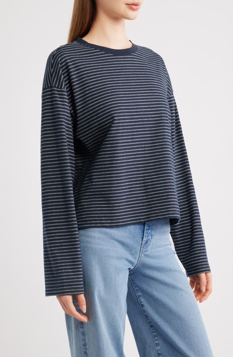 rag & bone Kelly Stripe Boxy T-Shirt, Alternate, color, Navy
