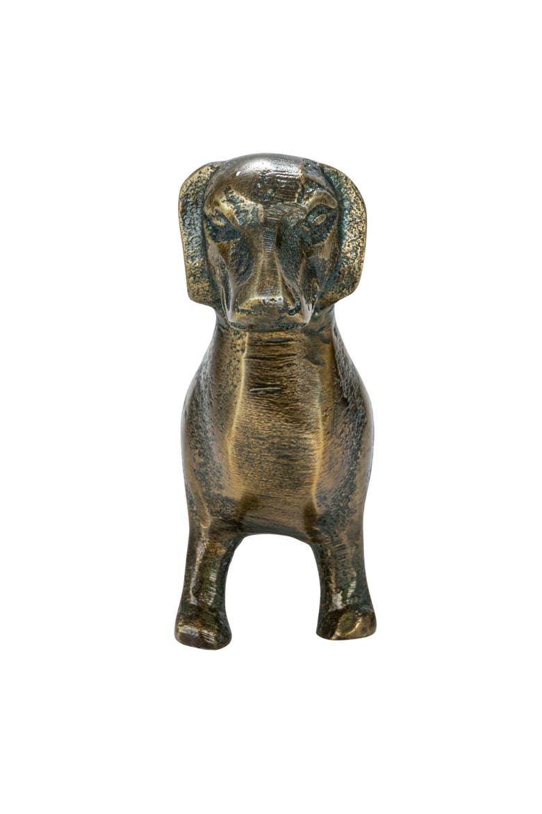 Antique Cast Aluminum Dachshund Accent Decor, Brass, Alternate, color, Brass