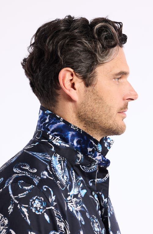 Robert Graham Floral Print Short Sleeve Cotton Button-up Shirt