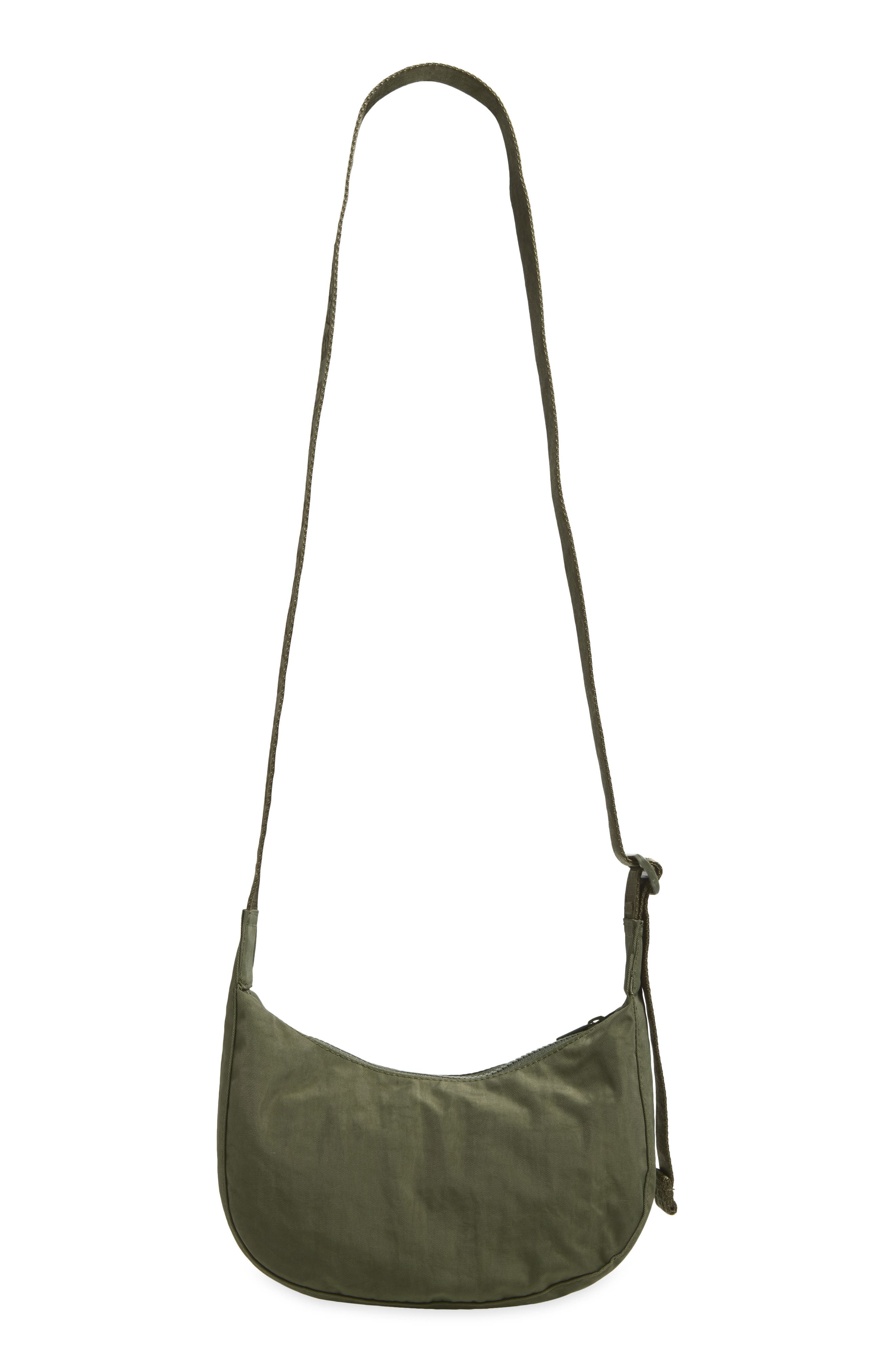Small Recycled Nylon Crescent Crossbody Bag, Alternate, color, CAPER