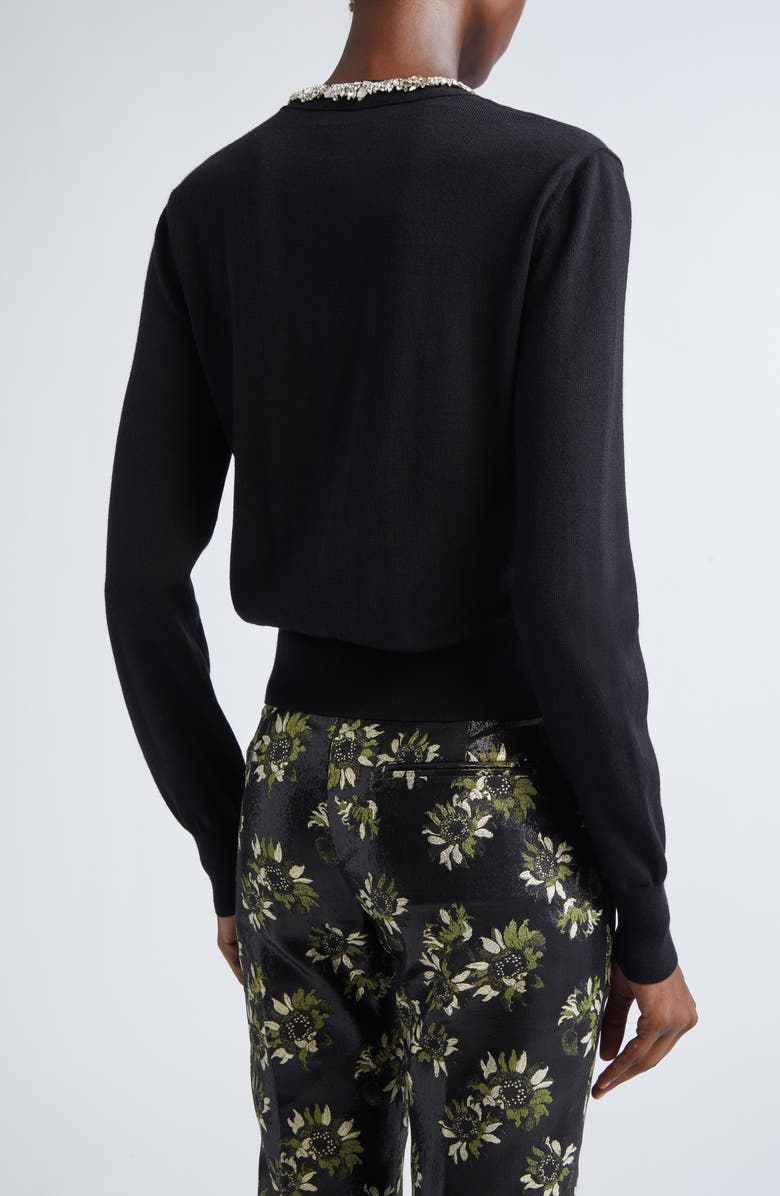 McQueen Crystal Stencil Wool Cardigan, Alternate, color, Black/ Crystal