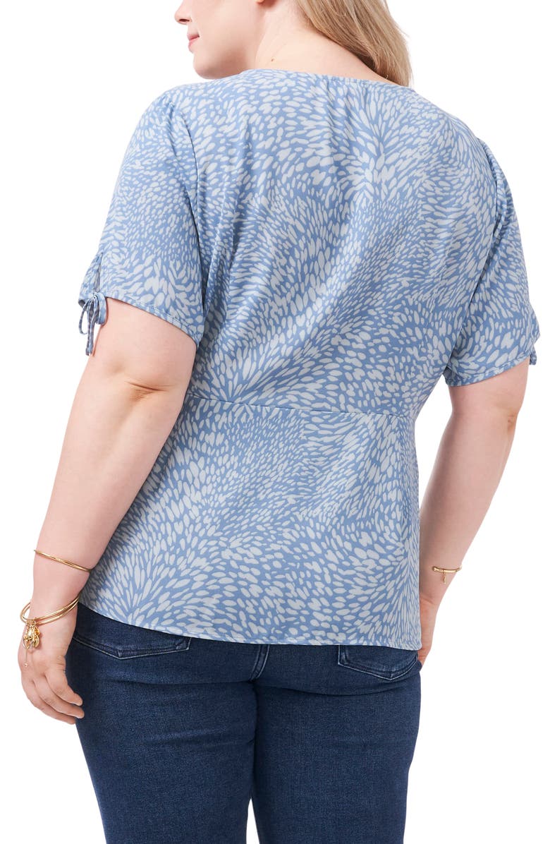 Vince Camuto Print Tie Sleeve Blouse, Alternate, color, 