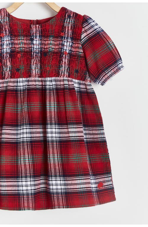Babycottons Christmas Flannel Plaid Dress For Toddler In Red