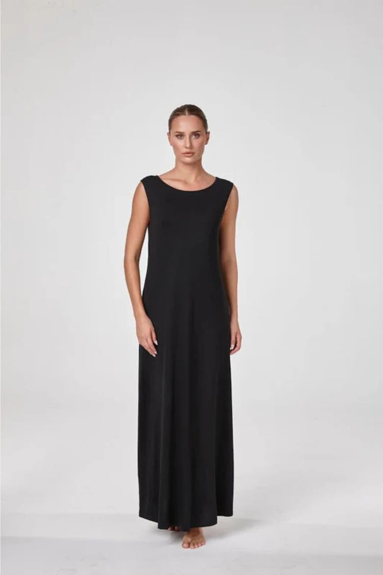 Kalie Boat Neck Modal Maxi Dress, Main, color, Black