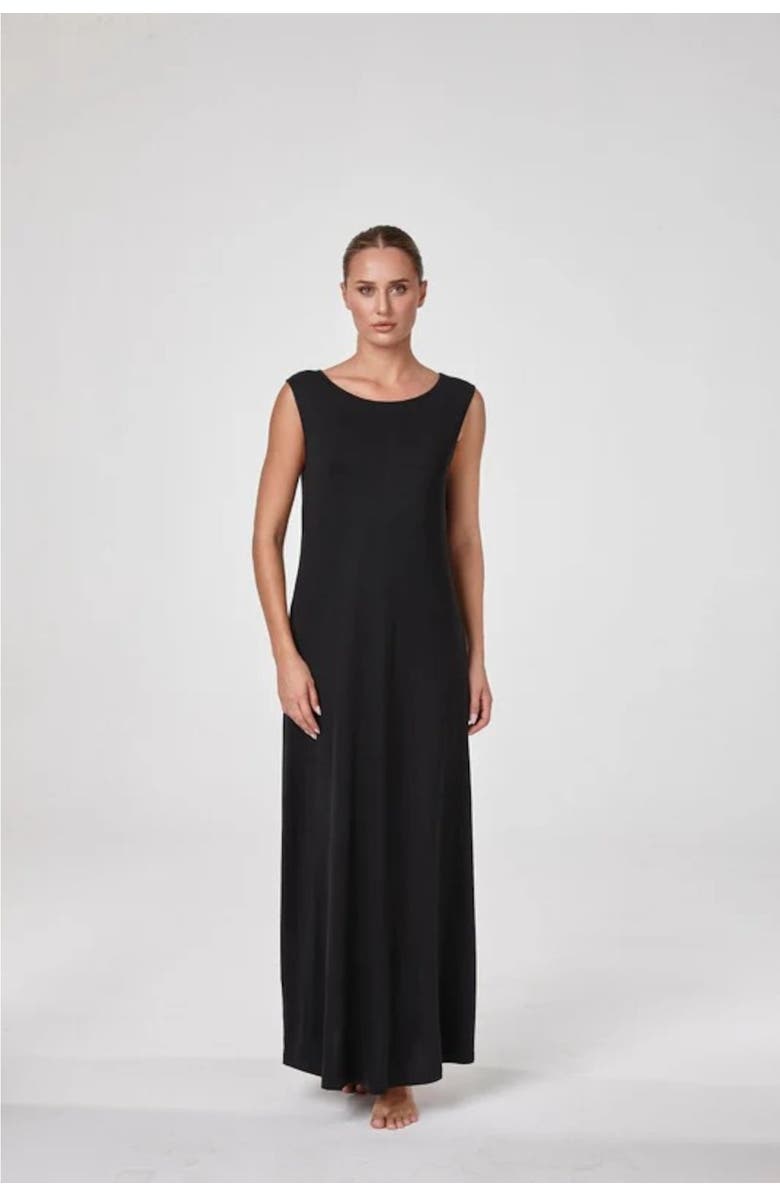 Forever & Always Kalie Boat Neck Modal Maxi Dress, Main, color, Black