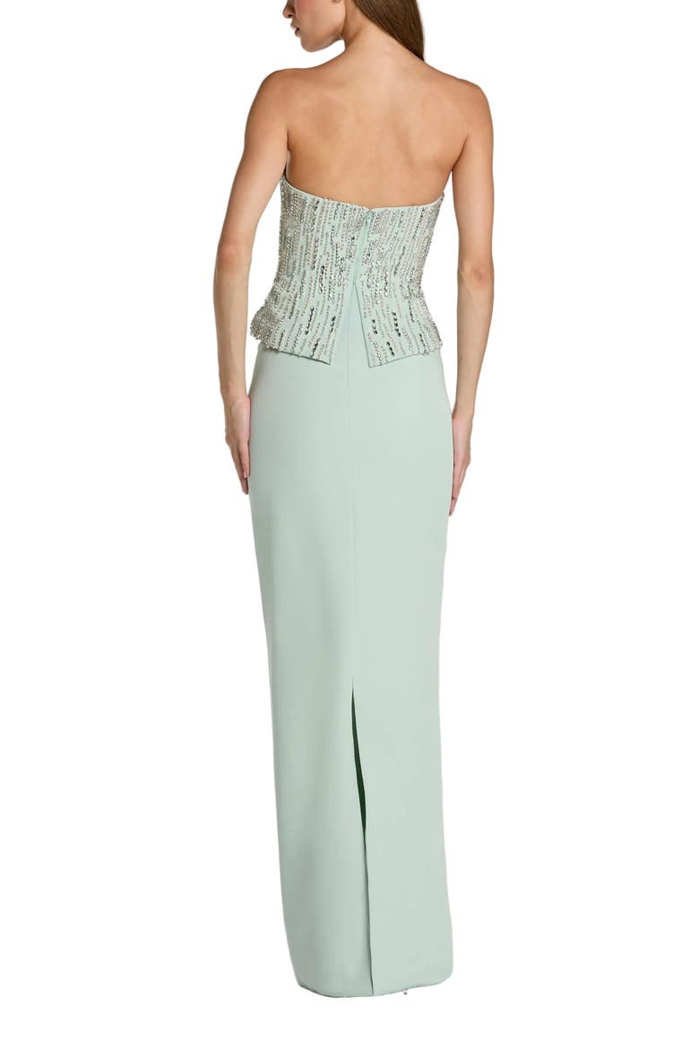 Crepe Embellished Corset Strapless Column Gown, Alternate, color, Mint
