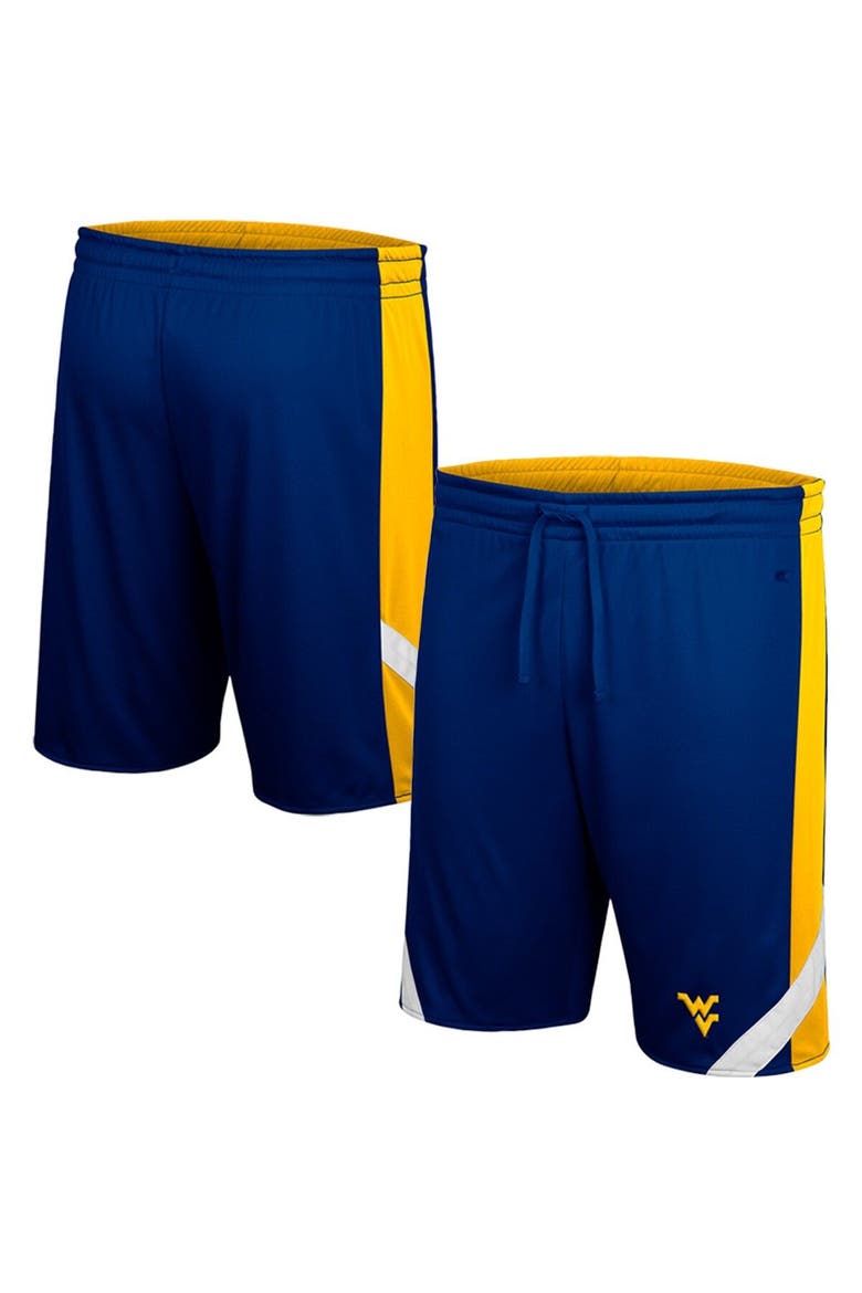 Men's Colosseum Navy/Gold West Virginia Mountaineers Am I Wrong Reversible Shorts, Main, color, Navy