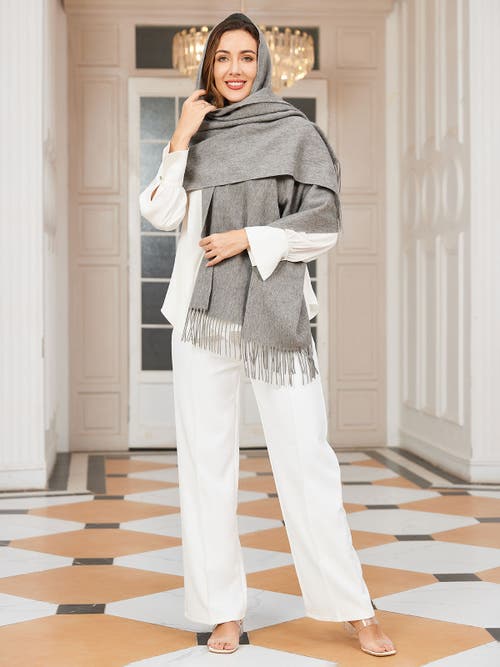 Silksilky Pure Wool Scarf Shawl In Gray