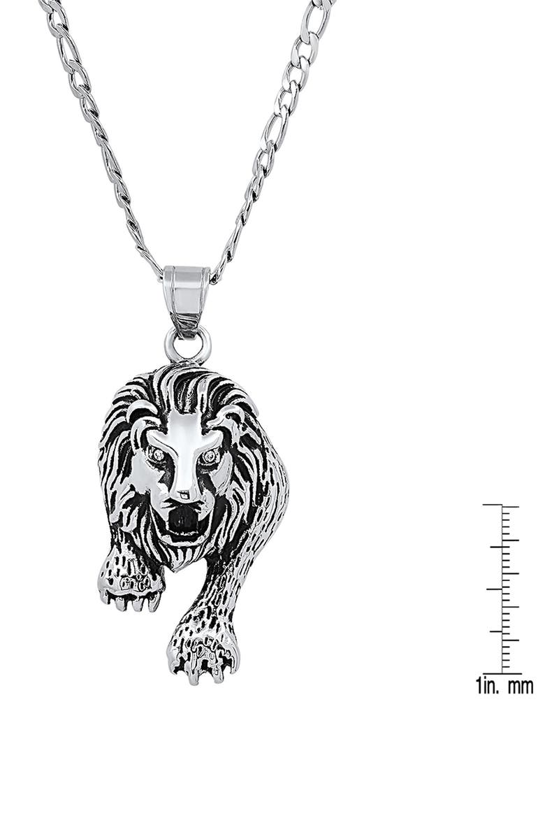Stainless Steel Prowling Lion Necklace, Alternate, color, METALLIC
