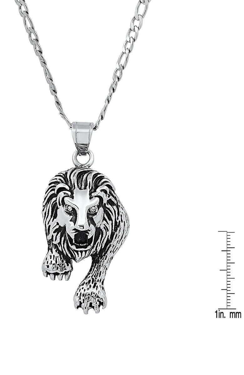 HMY JEWELRY Stainless Steel Prowling Lion Necklace, Alternate, color, Metallic