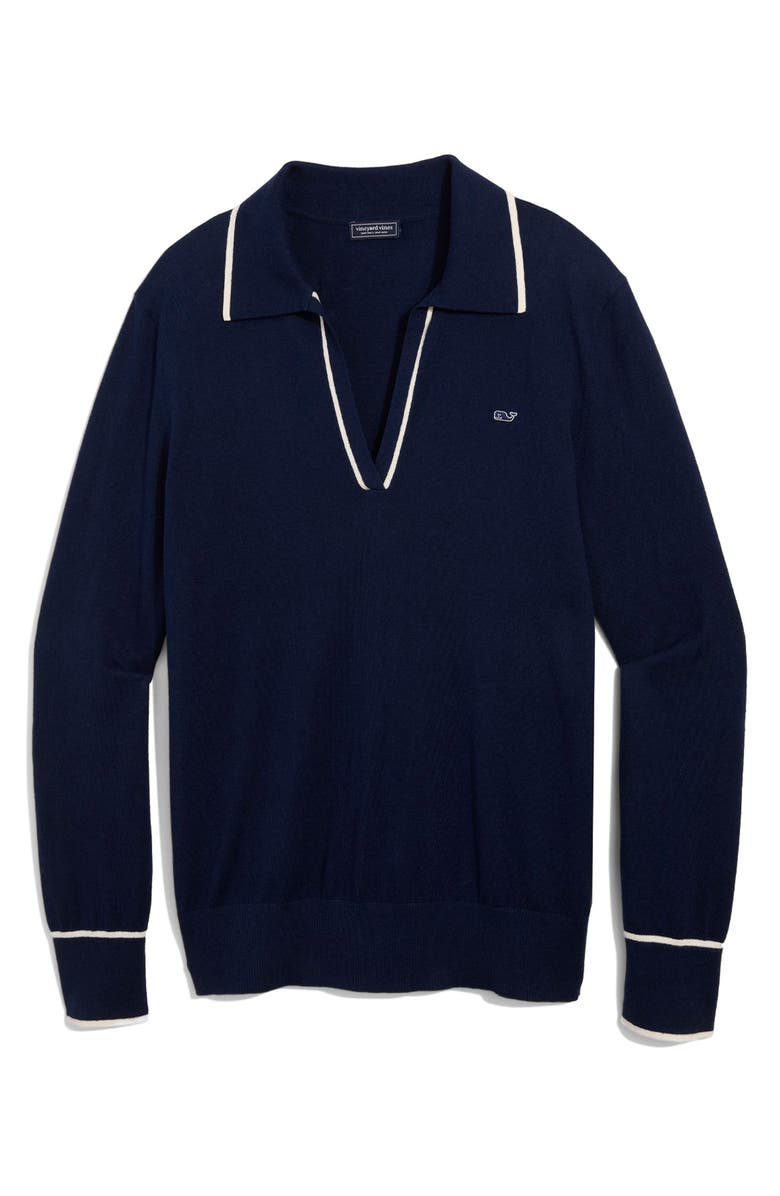 vineyard vines Tipped Cotton & Cashmere Polo Sweater, Alternate, color,