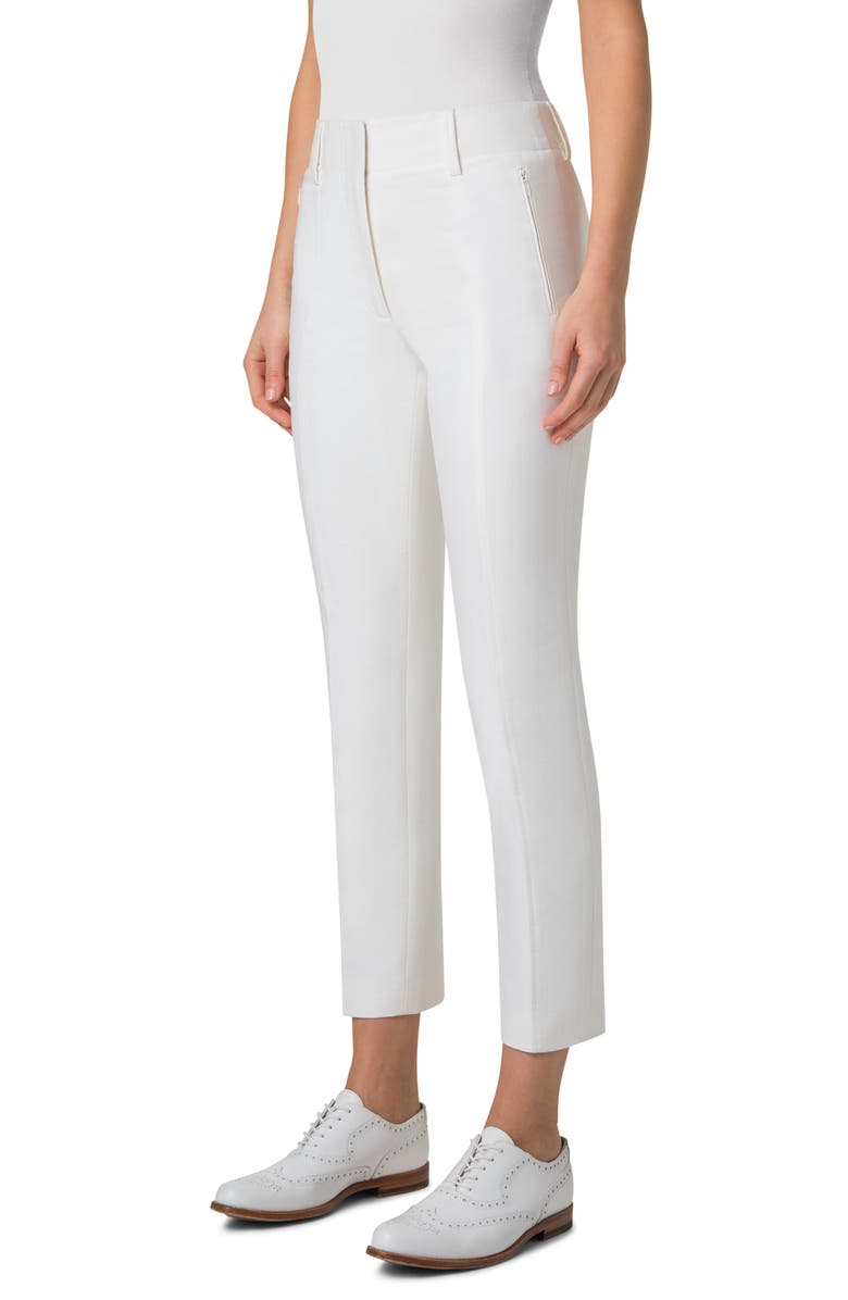 Akris Connor Cotton & Silk Blend Ankle Pants, Alternate, color, Ecru