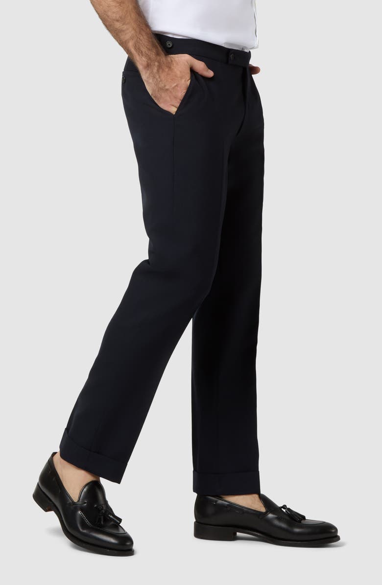 Sid Mashburn Ghost Flat Front Navy Wool Dress Pants, Alternate, color, Navy High Twist
