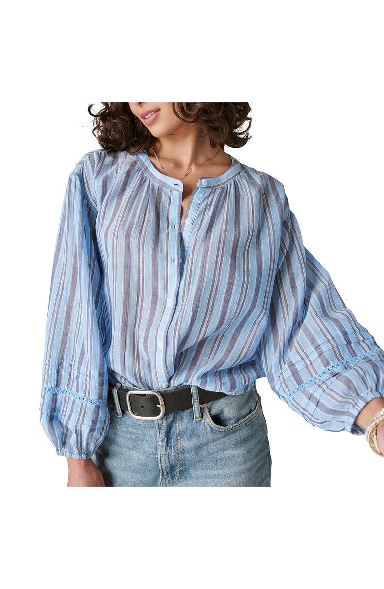 Lucky Brand Stripe Button Front Shirt, Alternate, color,
