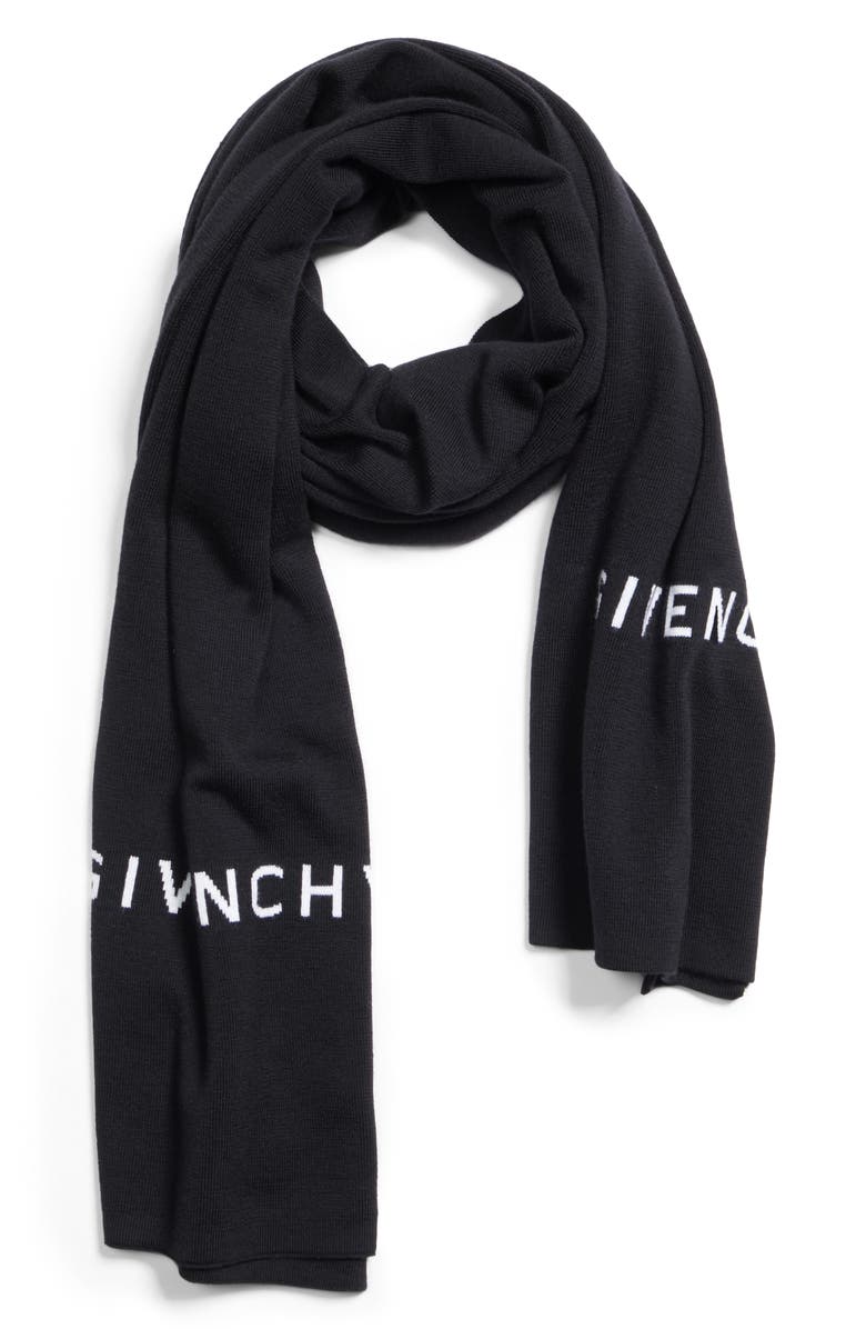Givenchy Knit Logo Wool Scarf, Alternate, color, 