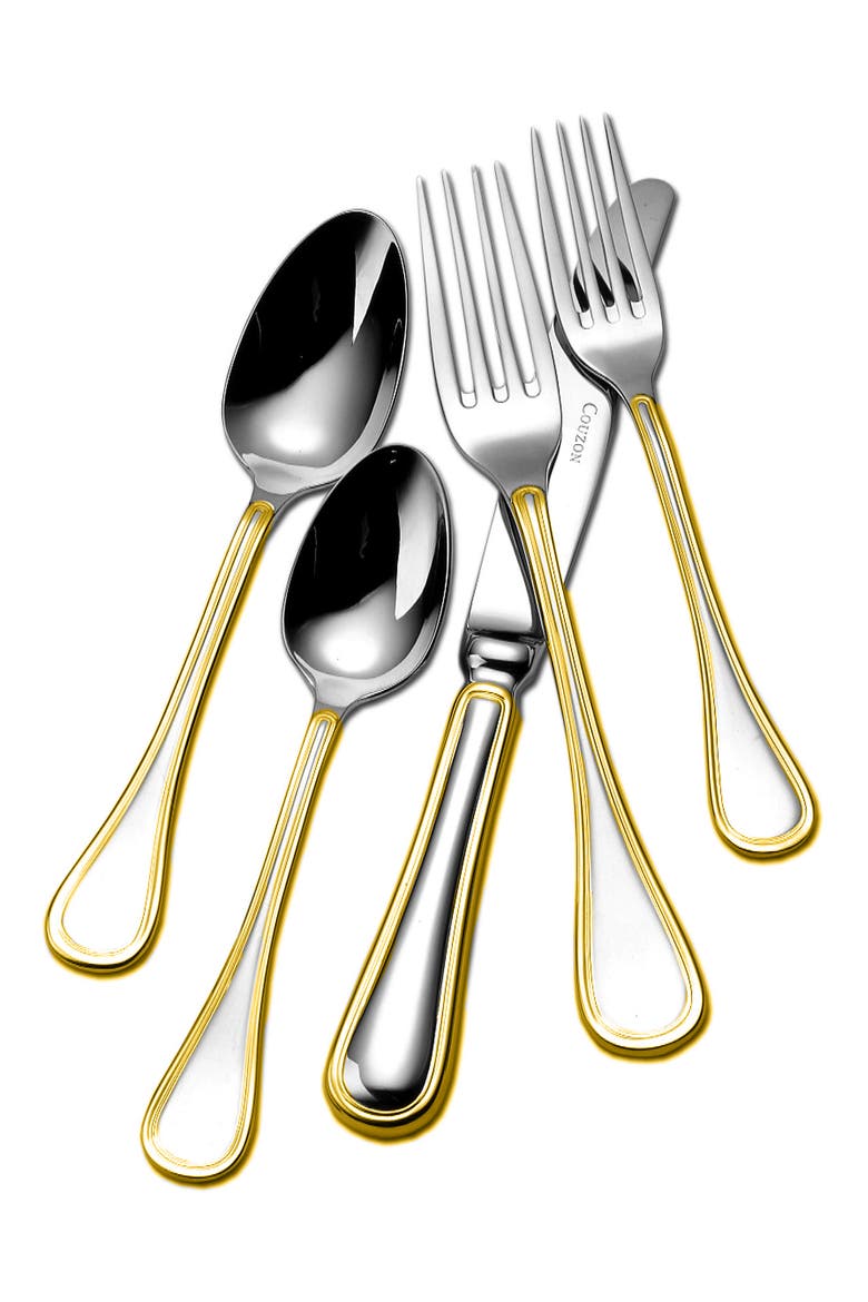 Lyrique Gold Accent 5 Piece Place Setting, Main, color, GOLD