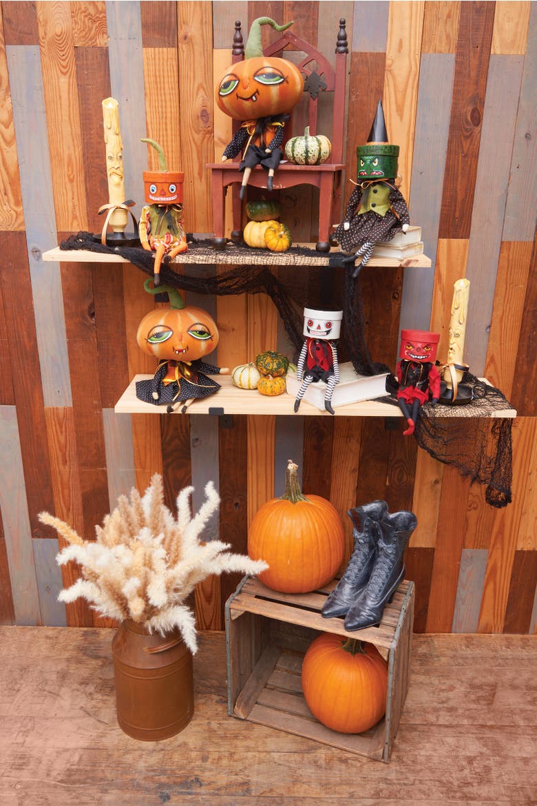 Genny Box Head Halloween Joe Spencer Gathered Traditions Figurine, Alternate, color, Black