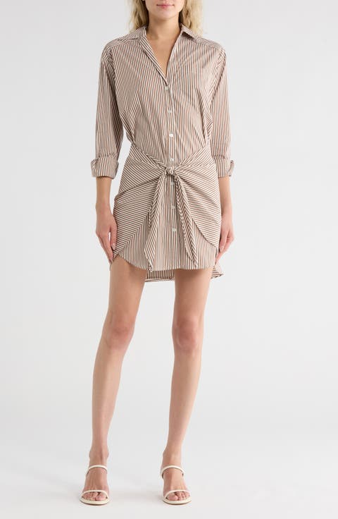 Roanoke Long Sleeve Cotton Blend Shirtdress