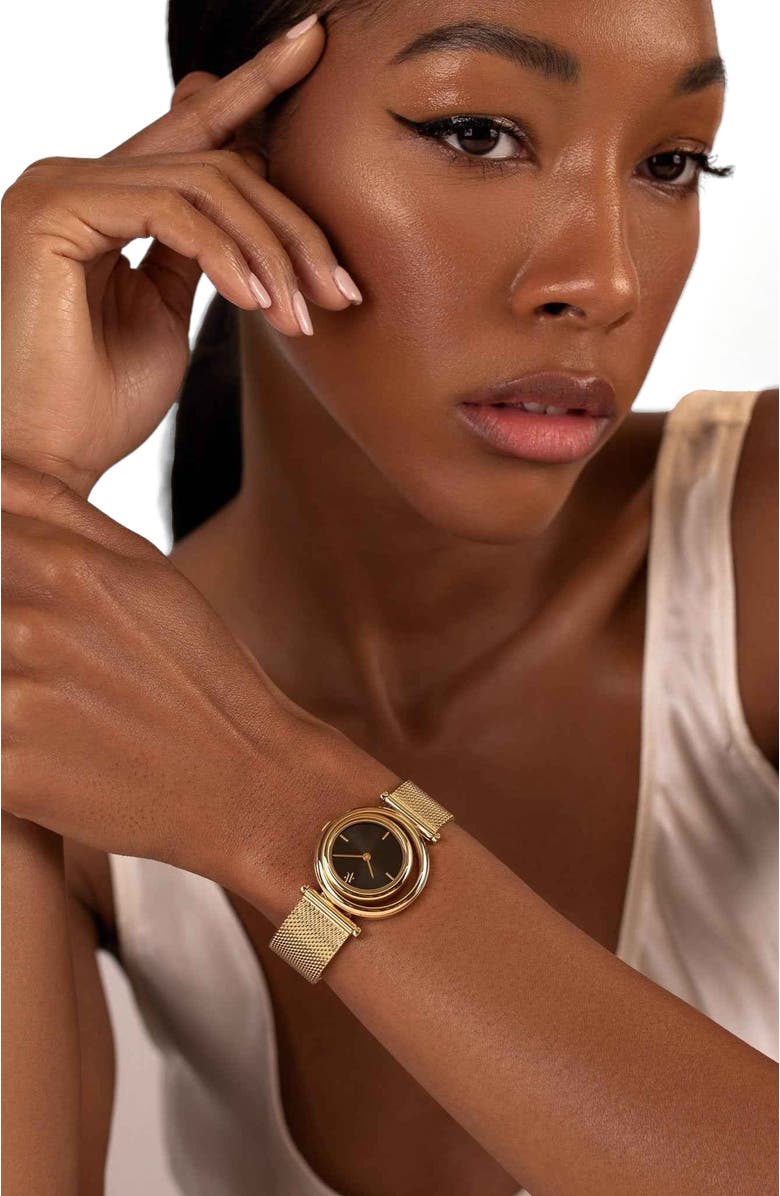 VANNA Eclipse Watch, Alternate, color, Black Sunray-Gold