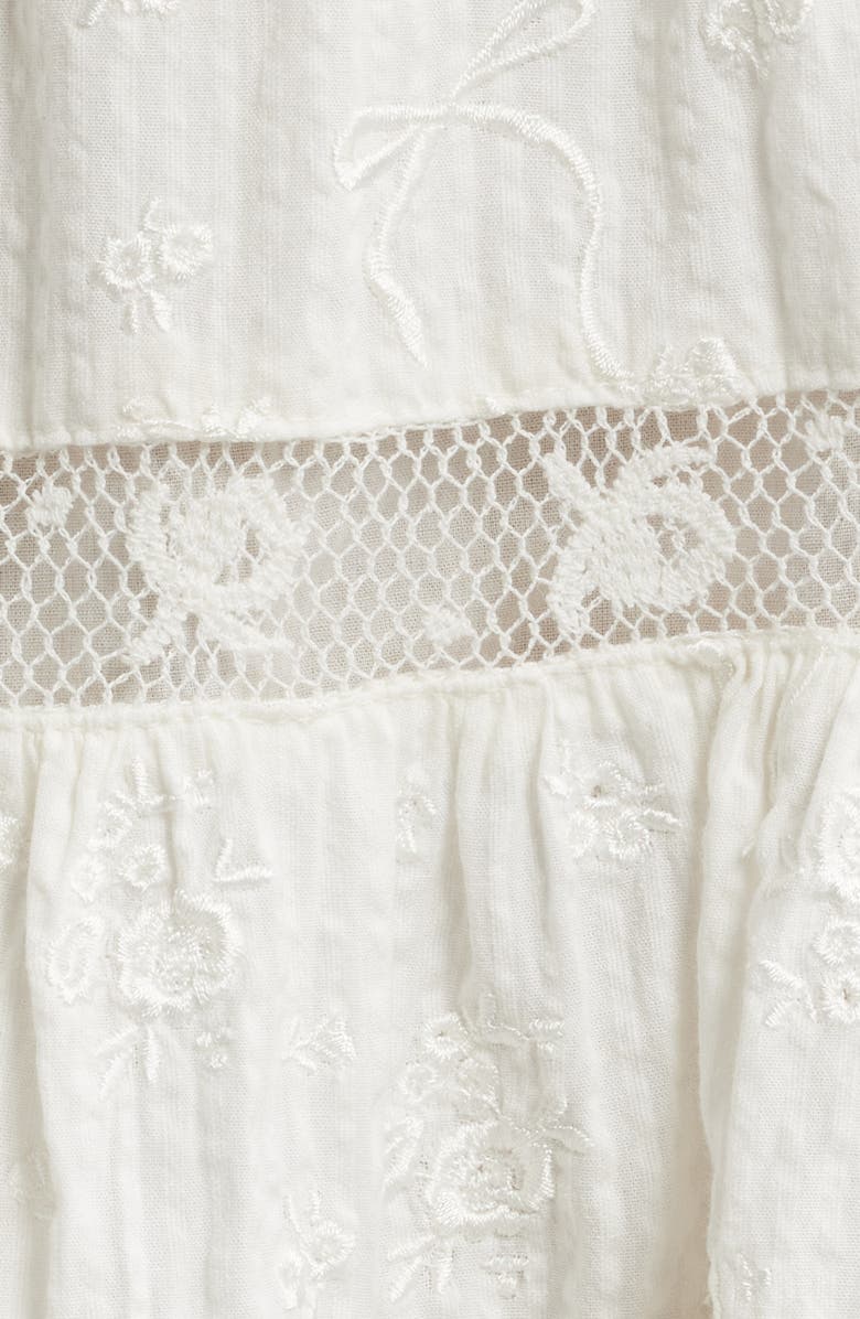 LoveShackFancy Viro Embroidered Lace Detail Cotton Miniskirt, Alternate, color,