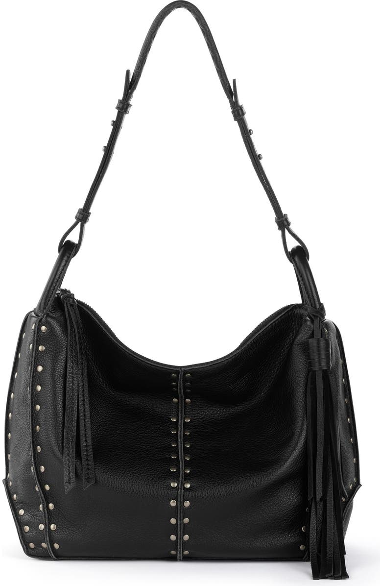 The Sak Los Feliz Hobo Leather Bag, Main, color, Black Silver Stud