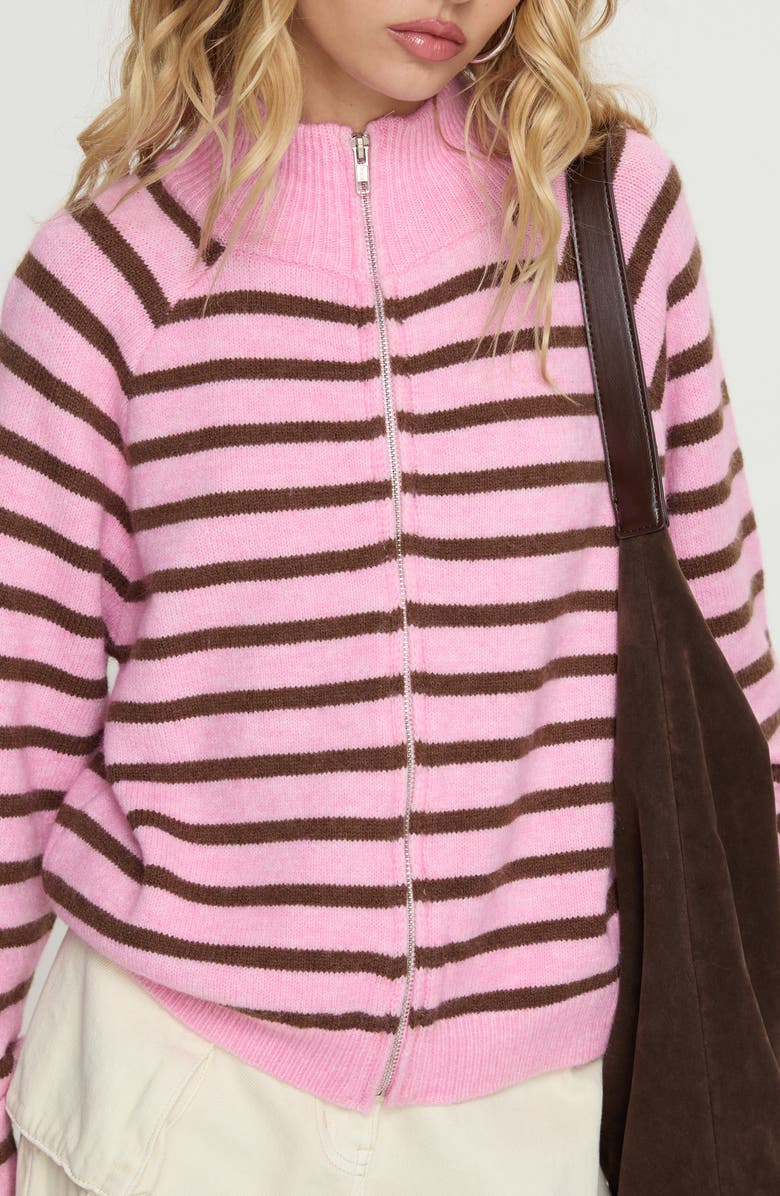 Princess Polly Kaylei Front Zip Cardigan, Alternate, color, Pink Stripe