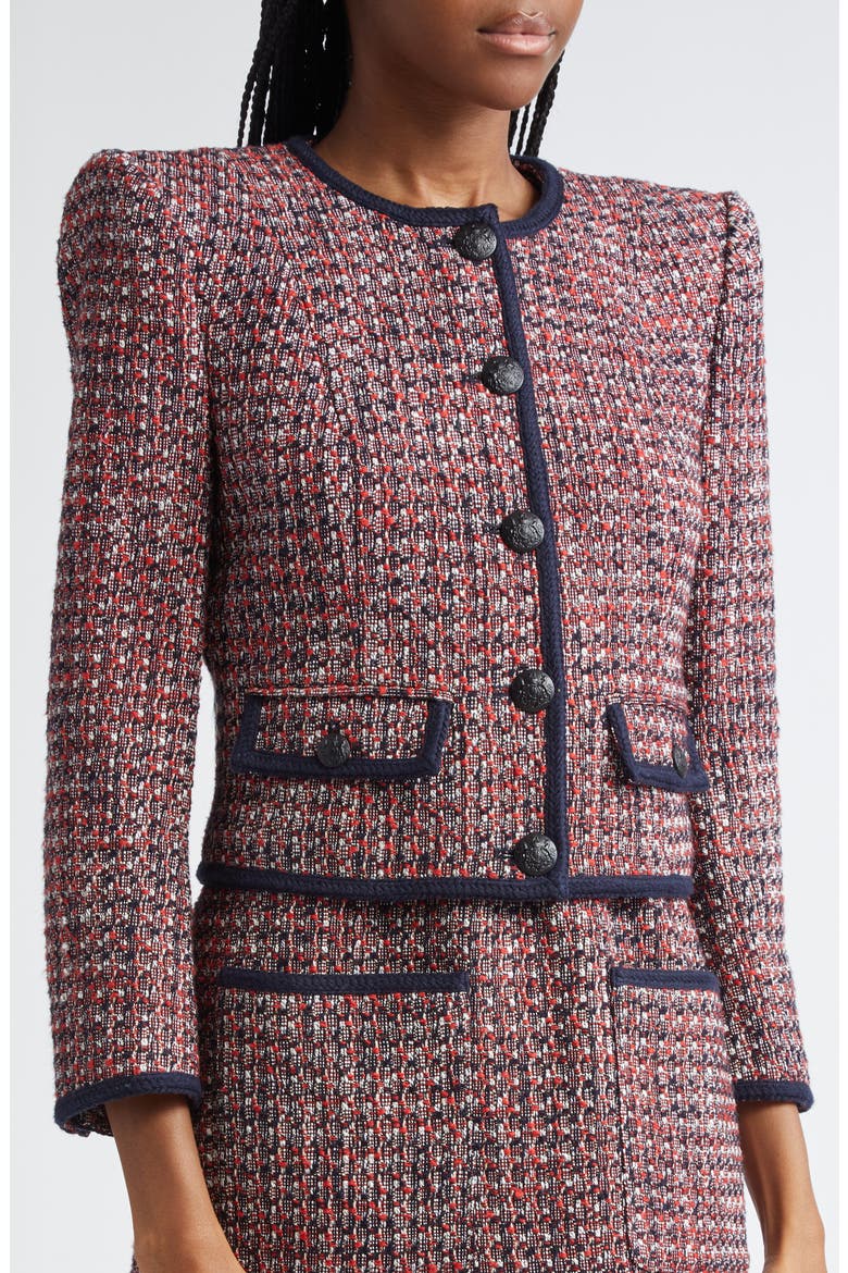 Ceres Metallic Cotton Blend Tweed Jacket, Alternate, color, RED BLAZE/NAVY MULTI