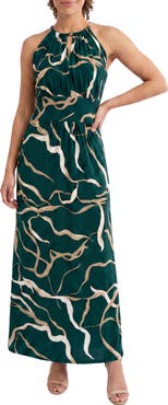 London Times Morris Abstract Print Sleeveless Jersey Maxi Dress
