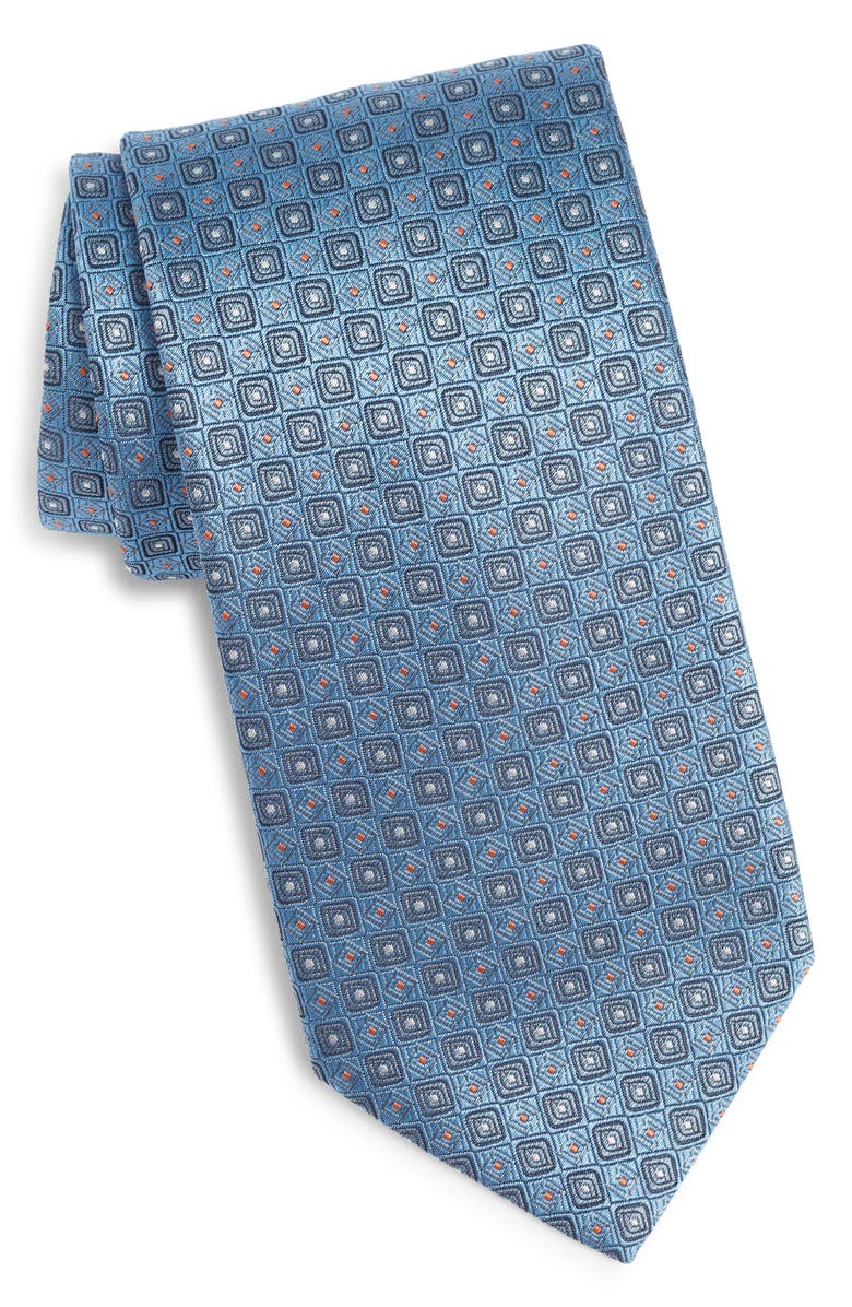 Canali Medallion Silk Tie, Main, color, Light Blue