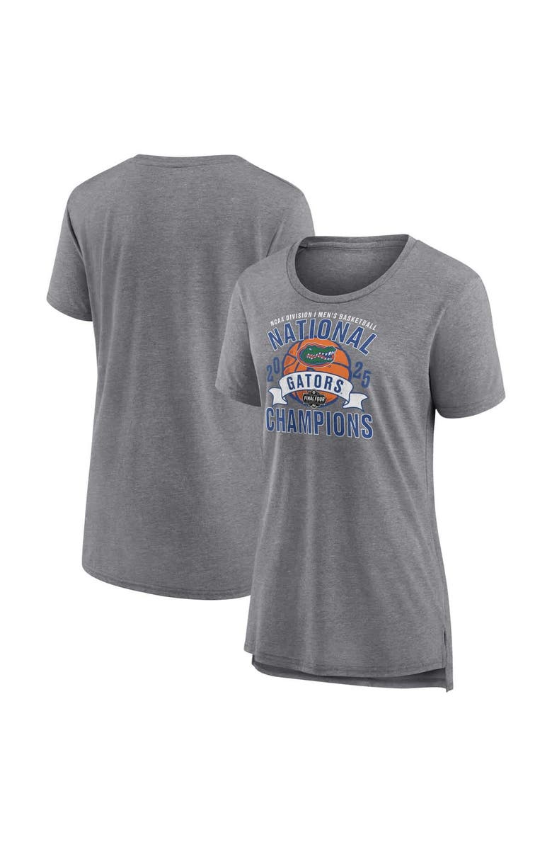 FANATICS Women's Fanatics Heather Gray Florida Gators 2025 NCAA Men's Basketball National Champions Vintage Tri-Blend T-Shirt, Alternate, color, 
