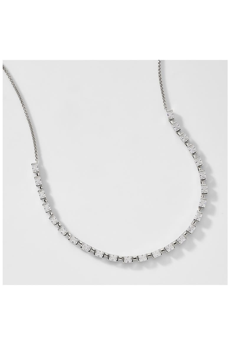 Chateau Cubic Zirconia Tennis Necklace, Alternate, color, RHODIUM