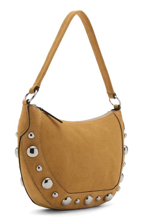 Studded Suede Shoulder Bag