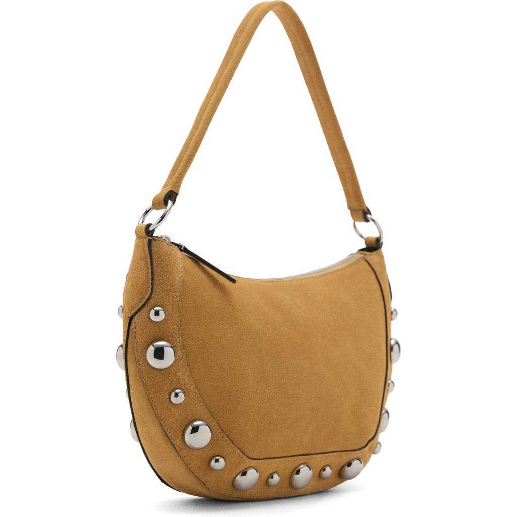 Mango Studded Suede Shoulder Bag In Yellow