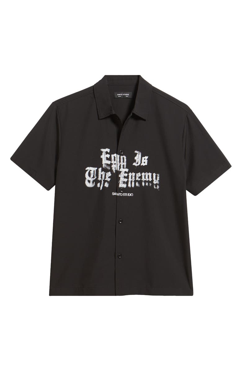 SANTO STUDIO Ego is the Enemy Graphic Button-Up Shirt, Alternate, color, Black
