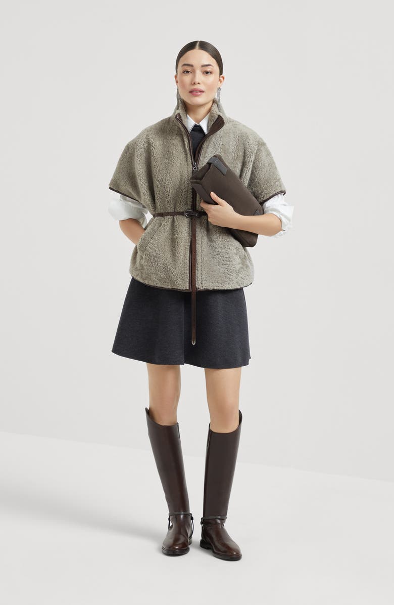 Brunello Cucinelli Mini dress with monili, Alternate, color, Anthracite