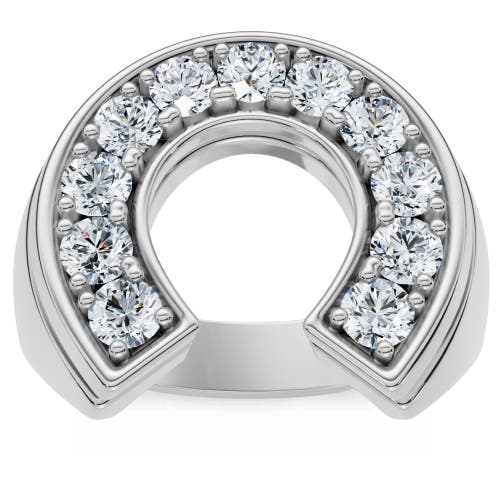 Bliss Diamond 3/4ct Diamond Horseshoe Lucky Pinky Ring Gold Lab Grown In Silver