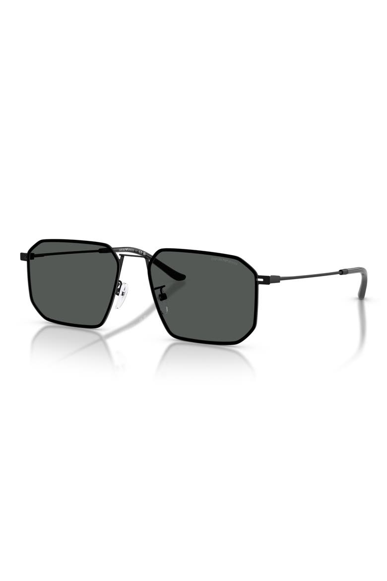 58mm Irregular Sunglasses, Alternate, color, MATTE BLACK / DARK GREY