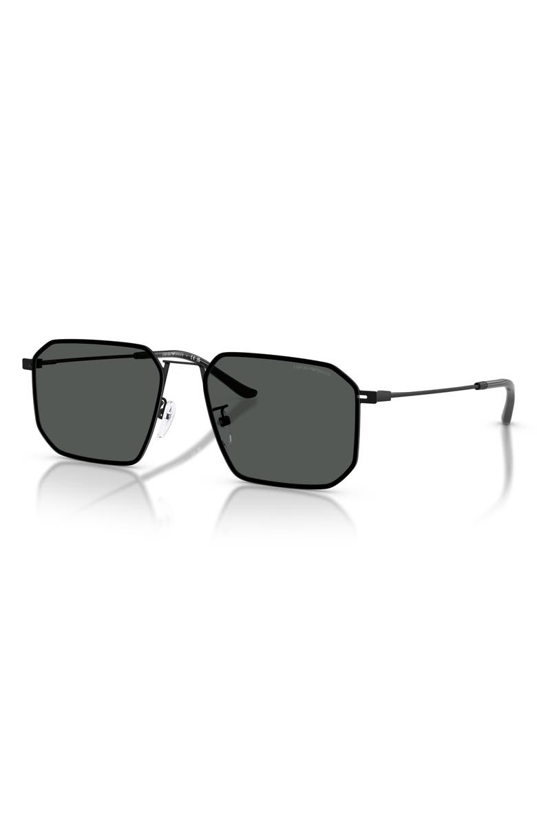 Emporio Armani 58mm Irregular Sunglasses, Alternate, color, Matte Black / Dark Grey