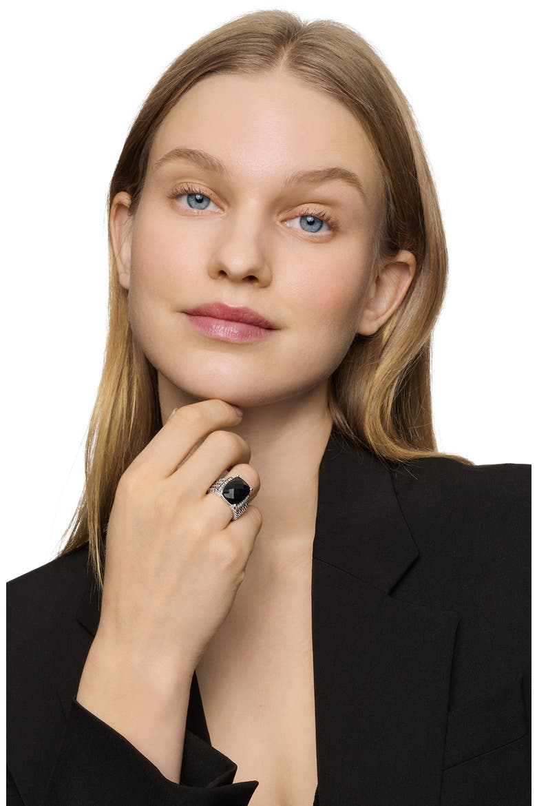 Wheaton Ring with Semiprecious Stone & Diamonds, Alternate, color, BLACK ONYX